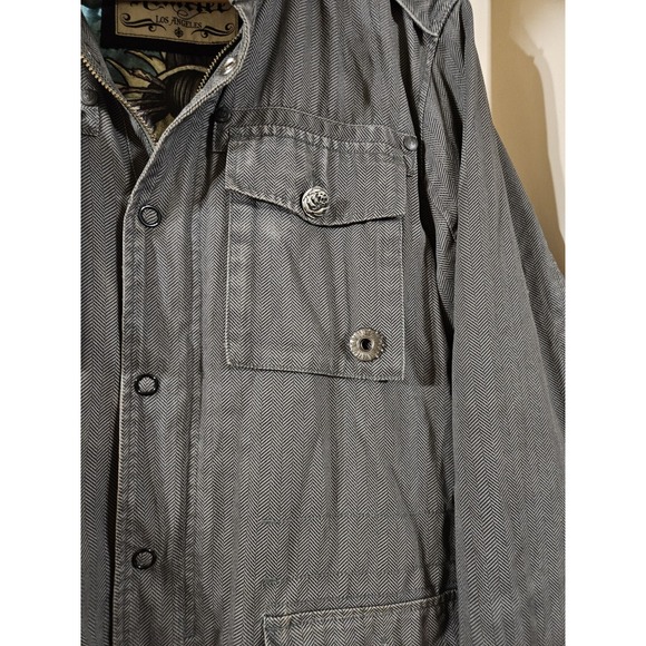 Remetee Military Style Jacket Size Large Black Daliah Gray Lady of Guadalupe - Picture 4 of 8